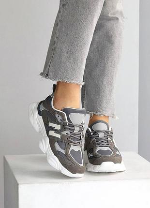 Серые качественные натуральные замш кроссовки 35.5-40