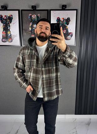 Байковая рубашка с капюшоном(46-52)