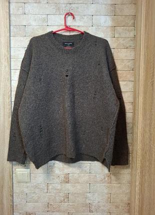 Свитер  с рваностями из шерсти и альпака