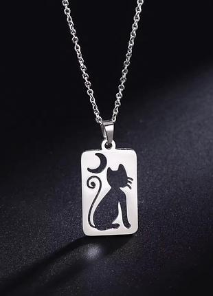 Цепочка с кулоном котик нержавеющая сталь stainless steel