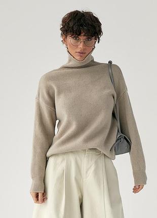 В'язаний теплий базовий гольф чорний