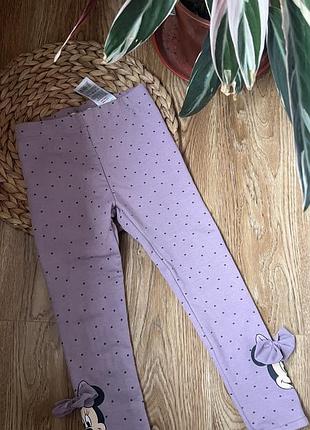 Брюки лосины 110 размер sinsay сеней фиолетовый в горох с микки маусом 4-5 лет на флисе утепленные