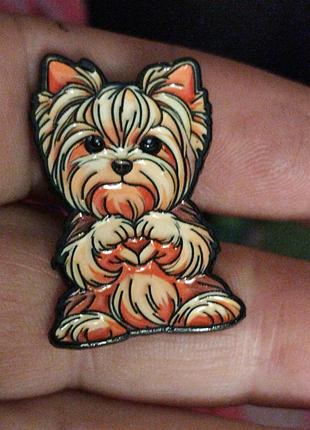 Брошь брошка значок пин эмаль металл собака йорк йоркширский терьер