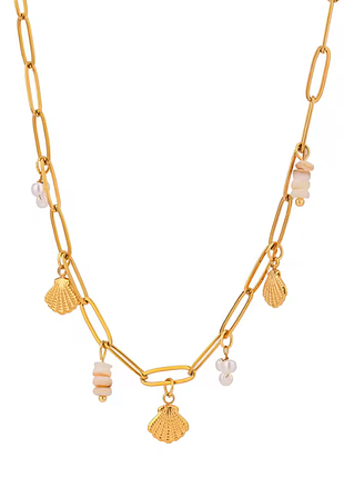 Цепочка морская тематика речные жемчужины бусины нержавеющая сталь stainless steel