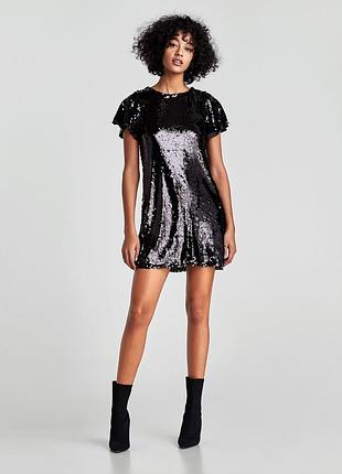 Платье в пайетках zara