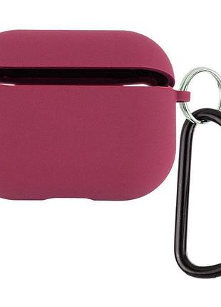 Силіконовий футляр з мікрофіброю для навушників airpods pro 3 бордовий / plum