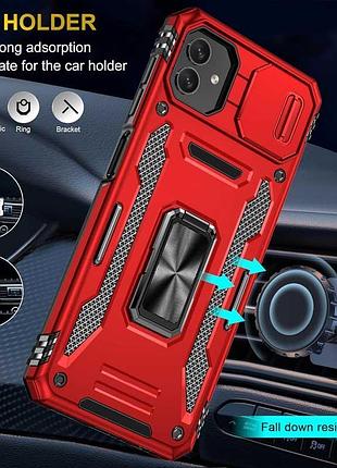 Ударостійкий чохол camshield army ring для samsung galaxy a07 червоний / red 3