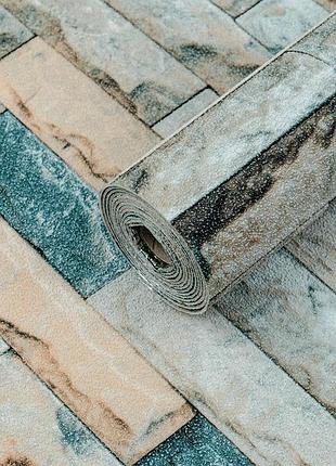 Обои самоклеющиеся 2800х500х1,5мм бирюзовый екатеринославский кирпич (d) sw-00001943