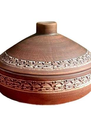 Сковорода 3л ангоб с крышкой тм этно керамика