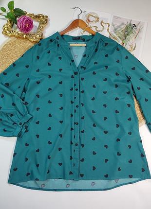 Блуза темно-зеленого цвета с сердечками в размере 4xl