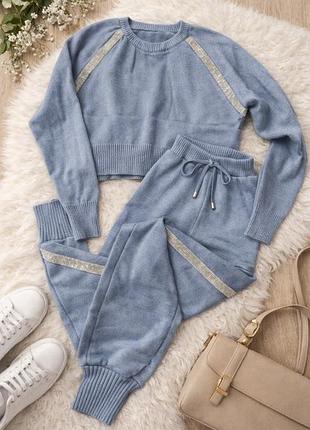 Костюм теплий в'язаний ангора жіночий зі стразами