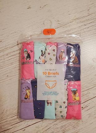 Трусики на девочку 2-3 рюмки primark полуупаковки 5шт принт зверюшки