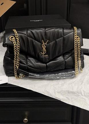 Saint laurent loulou large in quilted lambskin black / gold