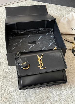 Saint laurent sunset medium in smooth leather black / gold