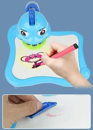 Дитячий столик проєктор для малювання projector painting набір із проєктором, 24 слайди, фломастери синій 6