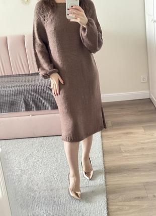Вʼязана сукня туніка ручної роботи, шоколадна