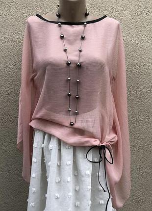 Шифонова блуза,волани,вільного крою,шкіряної окантовкою від diesel, оригінал