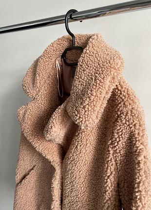 Трендова шубка тедді пухнаста пальто пудрове