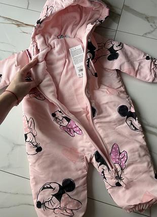 Комбінезон демі весняний демісезонний для дівчинки рожевий мінні маус 9-12 місяців 74-80 розмір