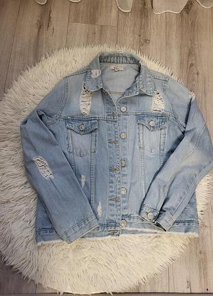 Джинсовая куртка/пиджак с потертостями от river island m/l