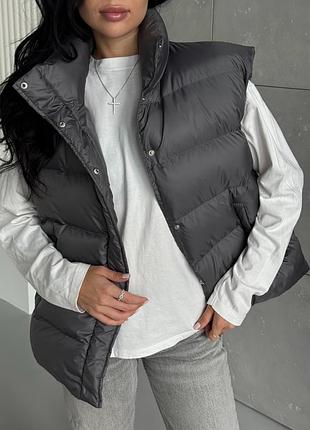 Дутый стеганый базовый жилет жилетка безрукавка