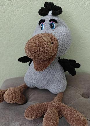 Пташка іграшка 42 см приємний і безпечний подарунок із позитивом м'яка в'язана   ручна робота