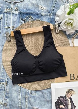 Лиф топ чорний безшовний спортивний зручний або як  бюстик має вклади