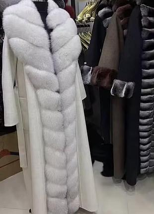 Люксове кашемірове пальто з натуральним хутром