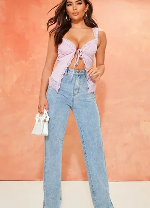 Новий бузковий топ накидка з мереживом на зав`язці  від prettylittlething