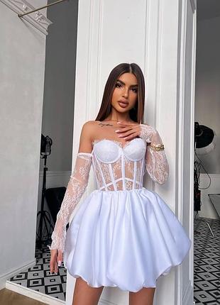 Комплект : кружевной корсет с чашечками + юбка баллон