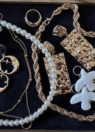 Набір трендової біжутерії: ціна за все!сережки/ланцюжки/каблучка/обруч