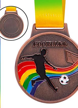 Медаль спортивна зі стрічкою футбол золото/срібло/бронза бронза