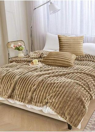 Набір плед євро та дві наволочки kitua "королівський шарпей" (40847) світло-коричневий