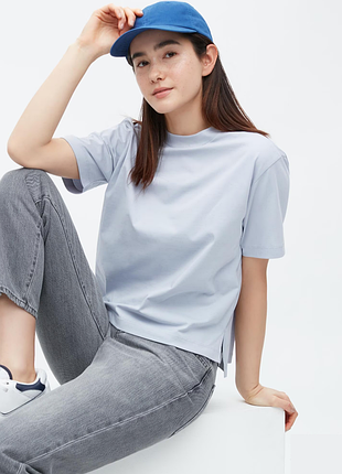 Футболка airism uniqlo сіра базова футболка вільного крою оригінал