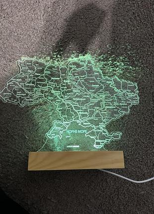 Нічник «карта україни» (всі обласні центри) led rgb  з пультом