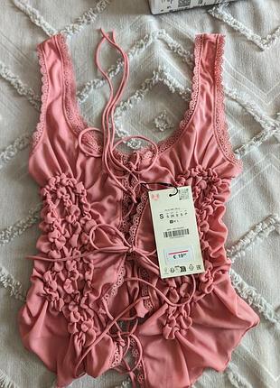 Топ zara, пудрового кольору.