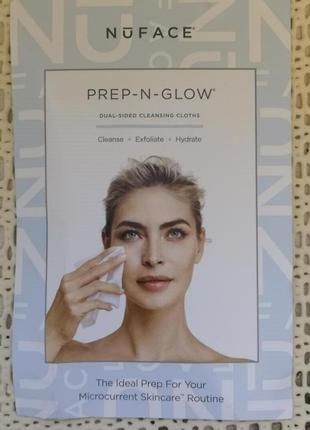 Серветки для очищення, відлущування і зволоження шкіри nuface prep-n-glow cloths