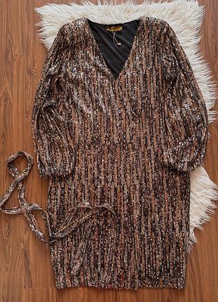 Нарядна сукня плаття в паєтки на запах з пояском ✨ рр л