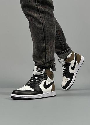 💎чоловічі кросівки nike air jordan high black white khaki