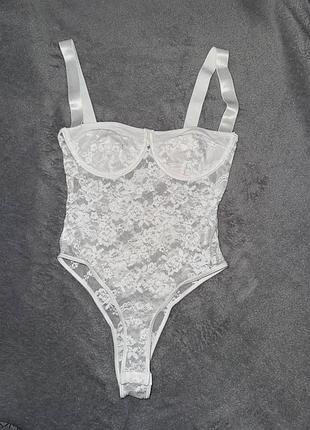 Боди кружевной белый musera