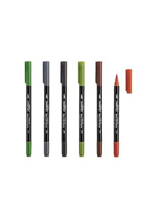 Маркери двосторонні акварельні 6 шт комбінований crelando