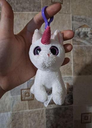 Мягкая игрушка-брелок ty beanie boo's белый единорог пикси