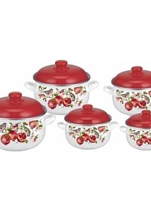 Набір емальованих каструль edenberg eb-1873 з малюнком, 10 предметів