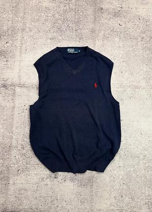 Жилетка polo ralph lauren темно-синя бавовна розмір м