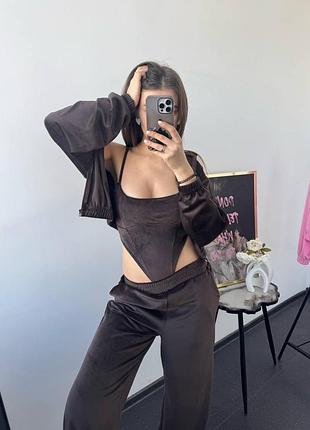 Жіночий костюм трійка велюр