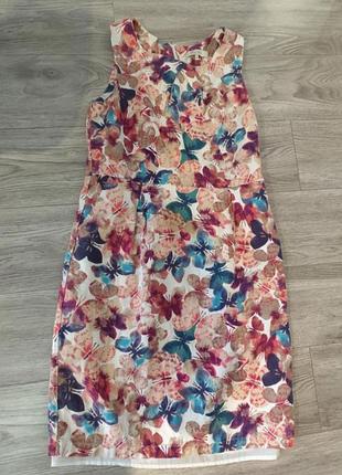 Сарафан, плаття peacocks з двома кишенями натуральна льон.