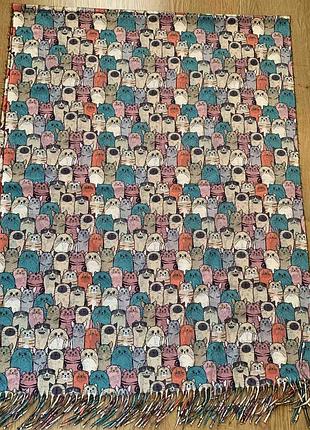 Великий яскравий шарф з котиками