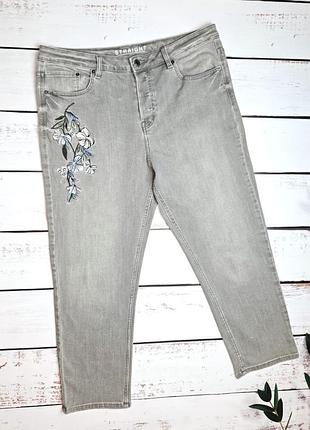 1+1=3 шикарные зауженные серые джинсы средняя посадка marks&amp;spencer, размер 50 - 52