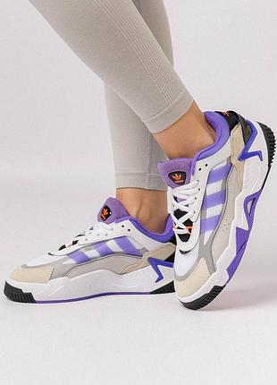 🌺женские кроссовки adidas originals niteball 2 white grey purple