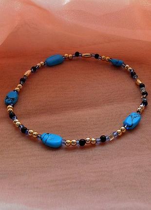 Витончений браслет із намистинами з натуральної бірюзи — залучення щастя й любові